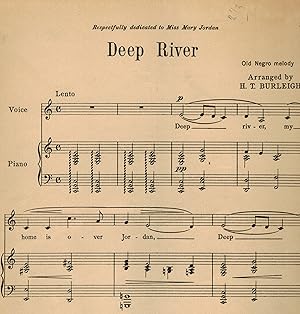 Seller image for Deep River Vintage Sheet Music - Respectfully dedicated to Miss Mary Jordan - Negro Spirituals arranged for Solo Voice - Low for sale by ! Turtle Creek Books  !