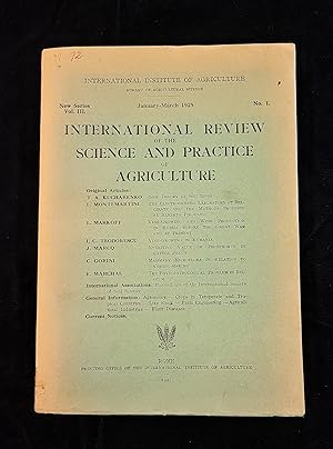 Image du vendeur pour International Review of the Science and Practice of Agriculture: New Series Vol. III(3), No. 1 (January-March 1925) mis en vente par Second Edition Books