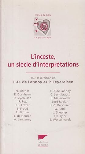 Seller image for L'INCESTE, UN SIECLE D'INTERPRETATIONS for sale by PRISCA