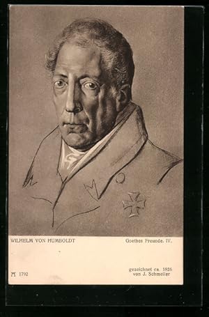 Bild des Verkufers fr Ansichtskarte Wilhelm von Humboldt, Portrait in Uniform mit Eisernem Kreuz zum Verkauf von Bartko-Reher