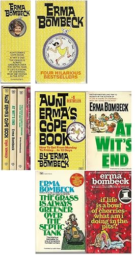 Bild des Verkufers fr BOX SET "ERMA BOMBECK FOUR HILARIOUS BESTSELLERS" 4-VOLUMES: Aunt Erma's Cope Book / At Wit's End / The Grass is Always Greener Over the Septic Tank / If Life is a Bowl of Cherries, What am I Doing in the Pits? zum Verkauf von John McCormick