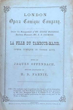 La Fille du Tambour-Major. Opera comique, Melbourne