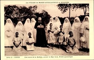 Ansichtskarte / Postkarte Kongo, Die Schwestern von Kafubu, um Mgr. Salk, Apostolischer Präfekt