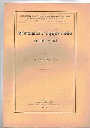 Imagen del vendedor de Sull'impossibilit di propagazioni ondose nei fluidi viscosi. Estratto. a la venta por Libreria Gull