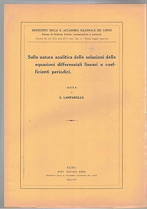 Imagen del vendedor de Sulla natura analitica delle soluzioni delle equazioni differenziali lineari a coefficenti periodici. Estratto. a la venta por Libreria Gull