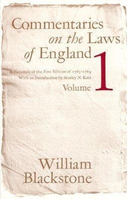Bild des Verkufers fr Blackstone, S: Commentaries on the Laws of England, V 1 zum Verkauf von moluna