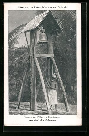 Ansichtskarte Guadalcanar, Sonneur de Village, Glöckner auf den Salomoninseln