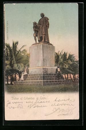 Postcard Colón, Statue of Columbus