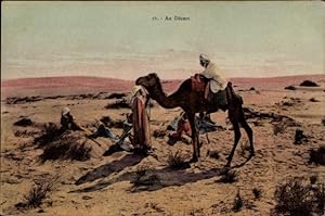 Bild des Verkufers fr Ansichtskarte / Postkarte Menschen in der Wste, Kamel, Maghreb zum Verkauf von akpool GmbH