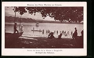 Ansichtskarte Bougainville, Missions des Pères Maristes en Océanie, Archipel des Salomon, Arrivée...