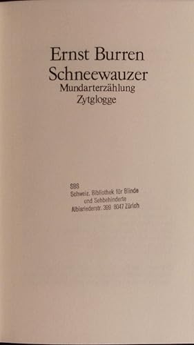 Imagen del vendedor de Schneewauzer. Mundarterzhlung. a la venta por Antiquariat Bookfarm