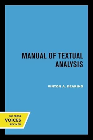 Bild des Verkufers fr Manual of Textual Analysis zum Verkauf von moluna