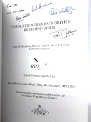 Bild des Verkufers fr Population Trends in British Breeding Birds zum Verkauf von World of Rare Books