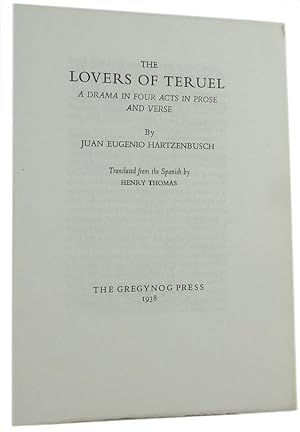 Imagen del vendedor de THE LOVERS OF TERUEL . . . by Juan Eugenio Hartzenbusch a la venta por Kay Craddock - Antiquarian Bookseller