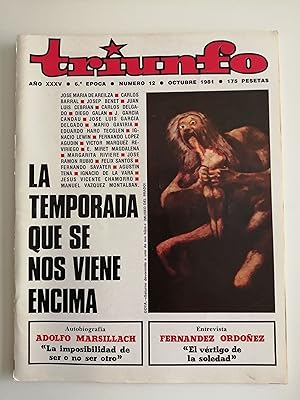 Imagen del vendedor de Triunfo [revista]. Ao XXXV, 6 poca, nmero 12, octubre 1981 : La temporada que se nos viene encima a la venta por Perolibros S.L.