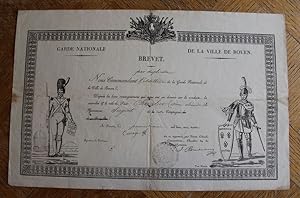 Brevet de sergent d'artillerie de la Garde Nationale de la Ville de Rouen.