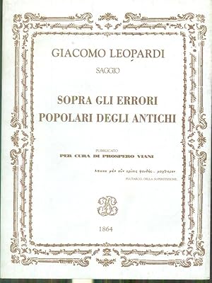 Seller image for Saggio sopra gli errori popolari degli antichi for sale by Librodifaccia
