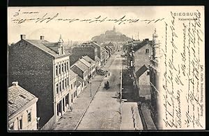 Ansichtskarte Siegburg, Kaiserstrasse mit Abteiblick aus der Vogelschau