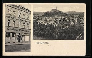 Ansichtskarte Siegburg, Gasthaus H. Schütthut, Ortsansicht aus der Vogelschau