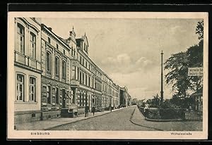 Ansichtskarte Siegburg, Partie in der Wilhelmstrasse, mit Eingang zum Bahnhof Elektrische Bahn