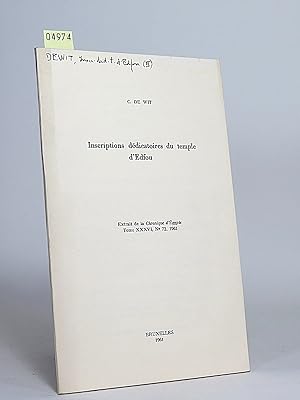 Bild des Verkufers fr Inscriptions ddicatoires du temple d'Edfou. (Chronique d'gypt). zum Verkauf von Librarium of The Hague