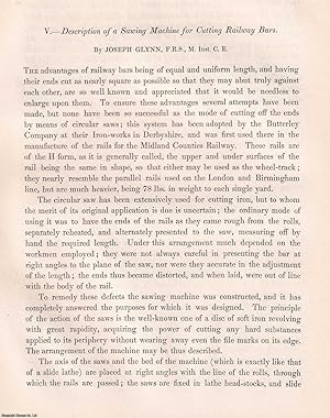 Description of a Sawing Machine for Cutting Railway Bars. An original article from Transactions o...