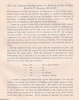 Image du vendeur pour An Account of some Experiments on the Expansion of Water by Heat. An original article from Transactions of the Institution of Civil Engineers, 1836. mis en vente par Cosmo Books