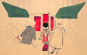 Seller image for Lanvin Paris Arpege/ My Sin w/ Doorman c1950s Artwork for sale by The Cary Collection