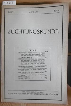 Bild des Verkufers fr Zchtungskunde. Band 2, Heft 4. zum Verkauf von Versandantiquariat Trffelschwein
