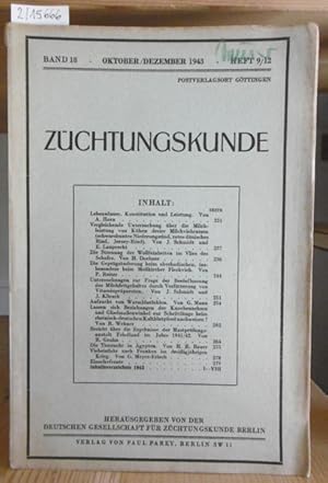 Bild des Verkufers fr Zchtungskunde. Band 18, Heft 9/12. zum Verkauf von Versandantiquariat Trffelschwein
