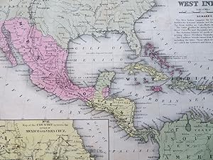 Mexico Central America Caribbean Mexico City Vera Cruz Cuba Jamaica 1849 map