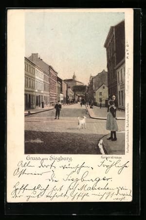 Ansichtskarte Siegburg, Kaiserstrasse, Hund und Passanten
