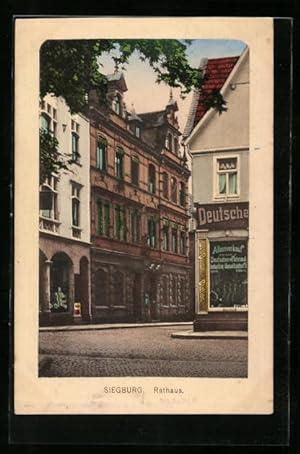 Ansichtskarte Siegburg, Strassenpartie am Rathaus, Fahrradgeschäft