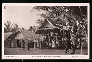 Ansichtskarte Maravovo /Guadalcanal, Native Houses