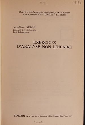 Bild des Verkufers fr Exercices d'analyse non linaire. zum Verkauf von Antiquariat Bookfarm