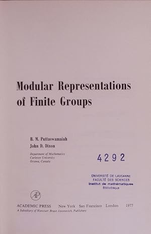 Immagine del venditore per Modular representations of finite groups. venduto da Antiquariat Bookfarm