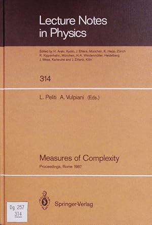 Immagine del venditore per Measures of Complexity. Proceedings of the Conference, Held in Rome September 30 - October 2, 1987. venduto da Antiquariat Bookfarm