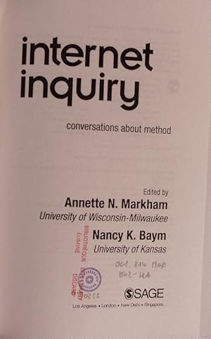 Seller image for Internet inquiry. Conversations about method. for sale by Antiquariat Bookfarm