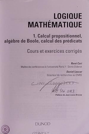 Seller image for Logique mathmatique. Cours et exercices corrigs. for sale by Antiquariat Bookfarm