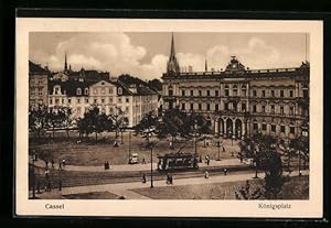 Ansichtskarte Kassel, Königsplatz mit Hotel König von Preussen und Strassenbahn