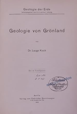 Image du vendeur pour Geologie von Grnland. Geologie der Erde mis en vente par Antiquariat Bookfarm