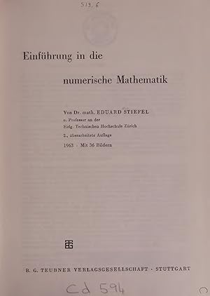 Bild des Verkufers fr Einfuhrung in die numerische Mathematik. zum Verkauf von Antiquariat Bookfarm