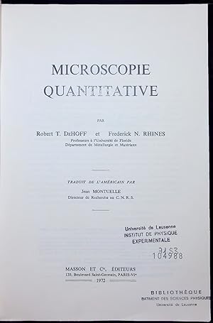 Seller image for MICROSCOPIE QUANTITATIVE. for sale by Antiquariat Bookfarm