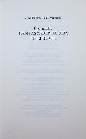 Bild des Verkufers fr Das groe FANTASYABENTEUER SPIELBUCH. zum Verkauf von Antiquariat Bookfarm