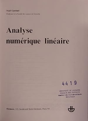 Imagen del vendedor de Analyse numrique linaire. a la venta por Antiquariat Bookfarm