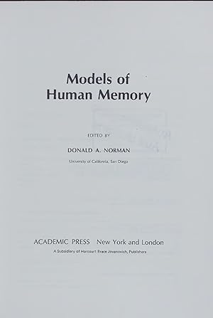 Imagen del vendedor de Models of Human Memory. a la venta por Antiquariat Bookfarm