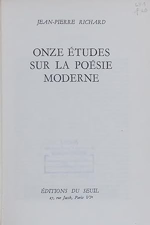 Seller image for ONZE TUDES SUR LA POSIE MODERNE. for sale by Antiquariat Bookfarm