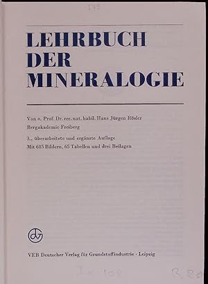 Bild des Verkufers fr Lehrbuch der Mineralogie. 3., berarbeitete und ergnzte Auflage zum Verkauf von Antiquariat Bookfarm