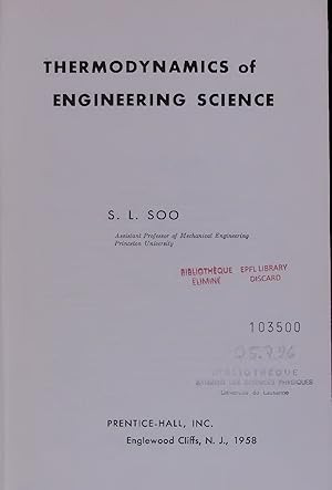 Image du vendeur pour THERMODYNAMICS OF ENGINEERING SCIENCE. mis en vente par Antiquariat Bookfarm