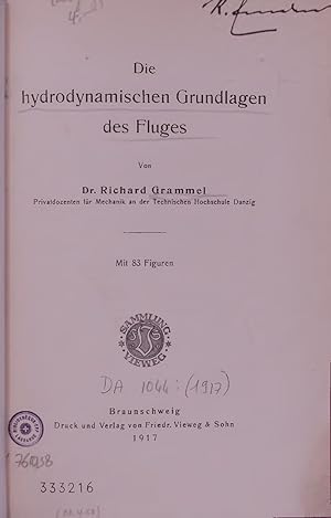 Bild des Verkufers fr Die hydrodynamischen Grundlagen des Fluges. zum Verkauf von Antiquariat Bookfarm